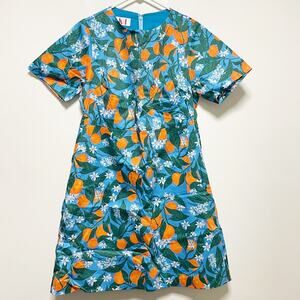 Kit Orange Print Short Sleeve Knee Length Dress